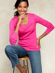 INDIGO BLUE|IVORY|WHITE PIMA V-NECK TEE | Talbots on sale