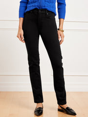 BLACK STRAIGHT-LEG JEANS - BLACK | Talbots on sale