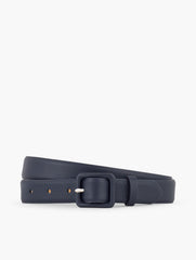 BLACK|DARK BROWN|INDIGO BLUE SOFT PEBBLE LEATHER COVERED BUCKLE BELT | Talbots for sale