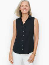 BLACK|WHITE NON-IRON SLEEVELESS PERFECT SHIRT | Talbots for sale