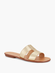 GOLD HANNAH METALLIC VACHETTA SLIDES | Talbots online