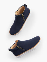 GREY SKY|INDIGO BLUE BRITTANY KNIT ANKLE BOOTIE | Talbots sale