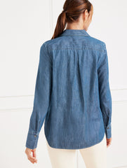 INDIGO NIGHT WASH BOYFRIEND SHIRT - DENIM | Talbots for sale
