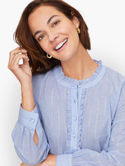 FOREST STRIPE RUFFLE POPOVER | Talbots discount
