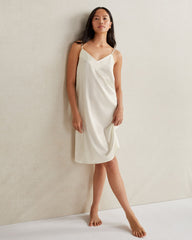 BLACK|IVORY|NAVY|SEA|SEPIA ROSE WASHABLE SILK DOUBLE V CHEMISE | Talbots on sale