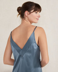 BLACK|IVORY|NAVY|SEA|SEPIA ROSE WASHABLE SILK DOUBLE V CHEMISE | Talbots on sale