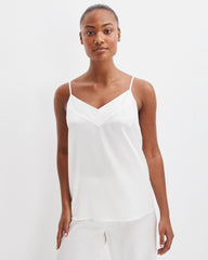 BLACK|BLACKCURRANT|FULL MOON|IVORY|NAVY|SEA|SEPIA ROSE|SIENNA WASHABLE SILK DOUBLE V SLEEP CAMI | Talbots US