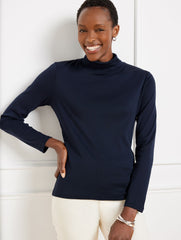 BLACK|INDIGO BLUE|IVORY|RED POP|WHITE|PINE GROVE|RICH BURGUNDY COTTON TURTLENECK | Talbots for sale