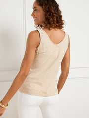 BLACK/WHITE|INDIGO/WHITE|WHITE/RATTAN 180° TWO-WAY TANK - BELLEVILLE STRIPE | Talbots outlet