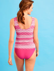 PINK YARROW MULTI CABANA LIFE® GATE STRIPE RUFFLE TANKINI | Talbots outlet