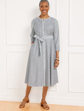BLACK/WHITE BELTED SHIRTDRESS - DAISY STRIPE | Talbots for sale
