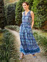 INDIA INK MULTI MAXI DRESS - FLORET MEDALLION | Talbots online