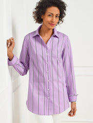 SPRING LILAC/MULTI BOYFRIEND SHIRT - WEEKEND STRIPE | Talbots near me
