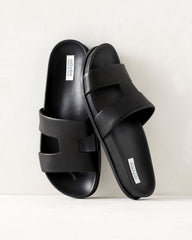 BLACK PEBBLED CUTOUT SLIDES | Talbots on sale