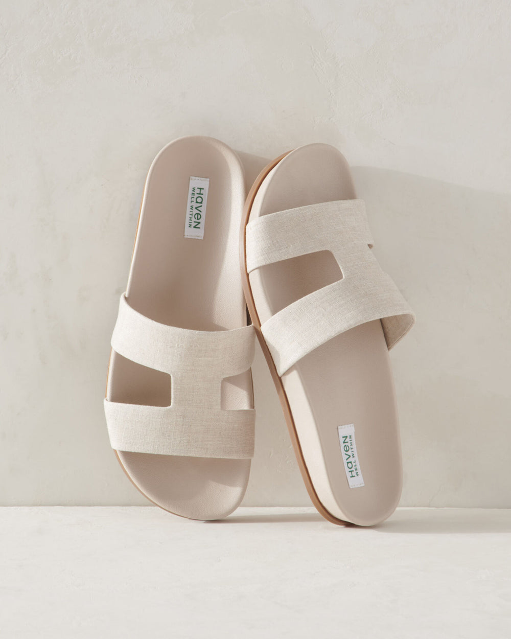 NATURAL LINEN CUTOUT SLIDES | Talbots US