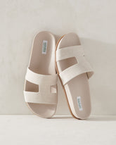 NATURAL LINEN CUTOUT SLIDES | Talbots US