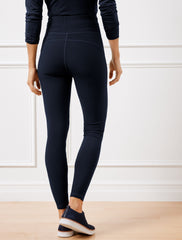 BLACK|INDIGO SOFT STRETCH RIBBED HIGH WAIST LEGGINGS | Talbots outlet