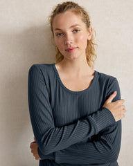 FAWN HEATHER|GRAPHITE HEATHER DRAPEY RIB KNIT TOP | Talbots sale