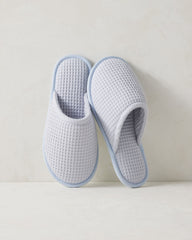 PEONY PINK|SAND|SERENITY BLUE|WHITE ORGANIC COTTON TERRY WAFFLE SLIPPERS | Talbots outlet