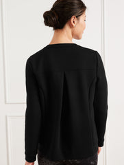 BLACK PLEATED BACK MODERN PULLOVER | Talbots on sale