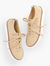 GOLD BRITTANY METALLIC KNIT LACE UP SNEAKERS | Talbots US