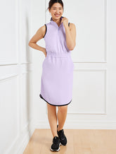 COOL LAVENDER LIGHTWEIGHT WOVEN STRETCH HALF-ZIP DRESS | Talbots US