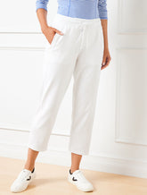 WHITE MODAL FRENCH TERRY STRAIGHT CROP PANTS | Talbots on sale