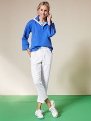 WHITE MODAL FRENCH TERRY STRAIGHT CROP PANTS | Talbots on sale