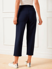 WHITE MODAL FRENCH TERRY STRAIGHT CROP PANTS | Talbots on sale