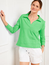 BRIGHT LIME COZY CRUSH JOHNNY COLLAR PULLOVER | Talbots near me