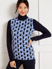 INDIGO/BLUE SKY TURTLENECK SWEATER - BIRDS EYE JACQUARD | Talbots US