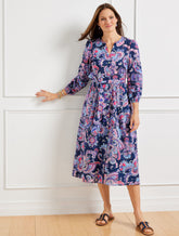 INDIA INK/PURPLE PLUM VOILE FIT & FLARE SHIRTDRESS - SWIRL FLORAL | Talbots outlet