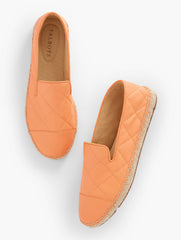 PEACH SORBET IZZY QUILTED ESPADRILLE FLATS - NAPPA LEATHER | Talbots discount
