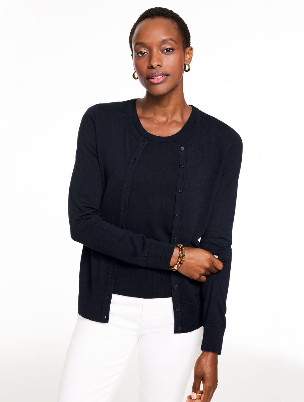 BLACK|INDIGO BLUE|IVORY|LAKESIDE BLUE|WHITE CHARMING CARDIGAN | Talbots outlet