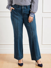 LAPIS WASH FLARE LEG PINTUCK JEANS - LAPIS WASH | Talbots online