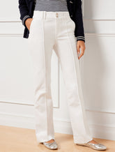 WHITE FLARE LEG PINTUCK JEANS - WHITE | Talbots sale