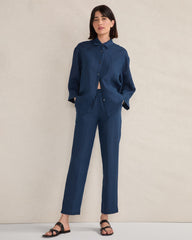 OATMEAL CROSS DYE|TWILIGHT|WIND CROSS DYE LINEN TAPERED PANTS | Talbots near me