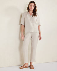 OATMEAL CROSS DYE|TWILIGHT|WIND CROSS DYE LINEN TAPERED PANTS | Talbots for sale