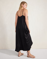 BLACK|TUSCAN OLIVE|TWILIGHT SILKY MAXI DRESS | Talbots sale