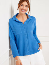 BLUE IRIS|WHITE BEACH TERRY SHACKET | Talbots for sale