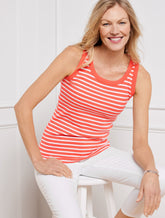 EMBERGLOW/WHITE RIBBED TANK - MARTINIQUE STRIPE | Talbots near me