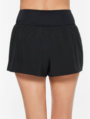 BLACK|WHITE|WILD ASTER SUN OCEAN SAND WOVEN CROSSOVER WAIST SHORTS | Talbots sale