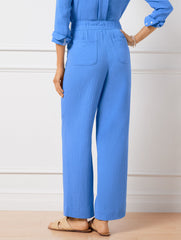 SUNSET ROSE AIRY GAUZE WIDE LEG PANTS | Talbots for sale