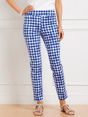 WHITE/BLUE IRIS TALBOTS CHATHAM ANKLE PANTS - GINGHAM | Talbots US