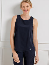 INDIGO BLUE LIGHTWEIGHT WOVEN STRETCH KEYHOLE TANK | Talbots outlet