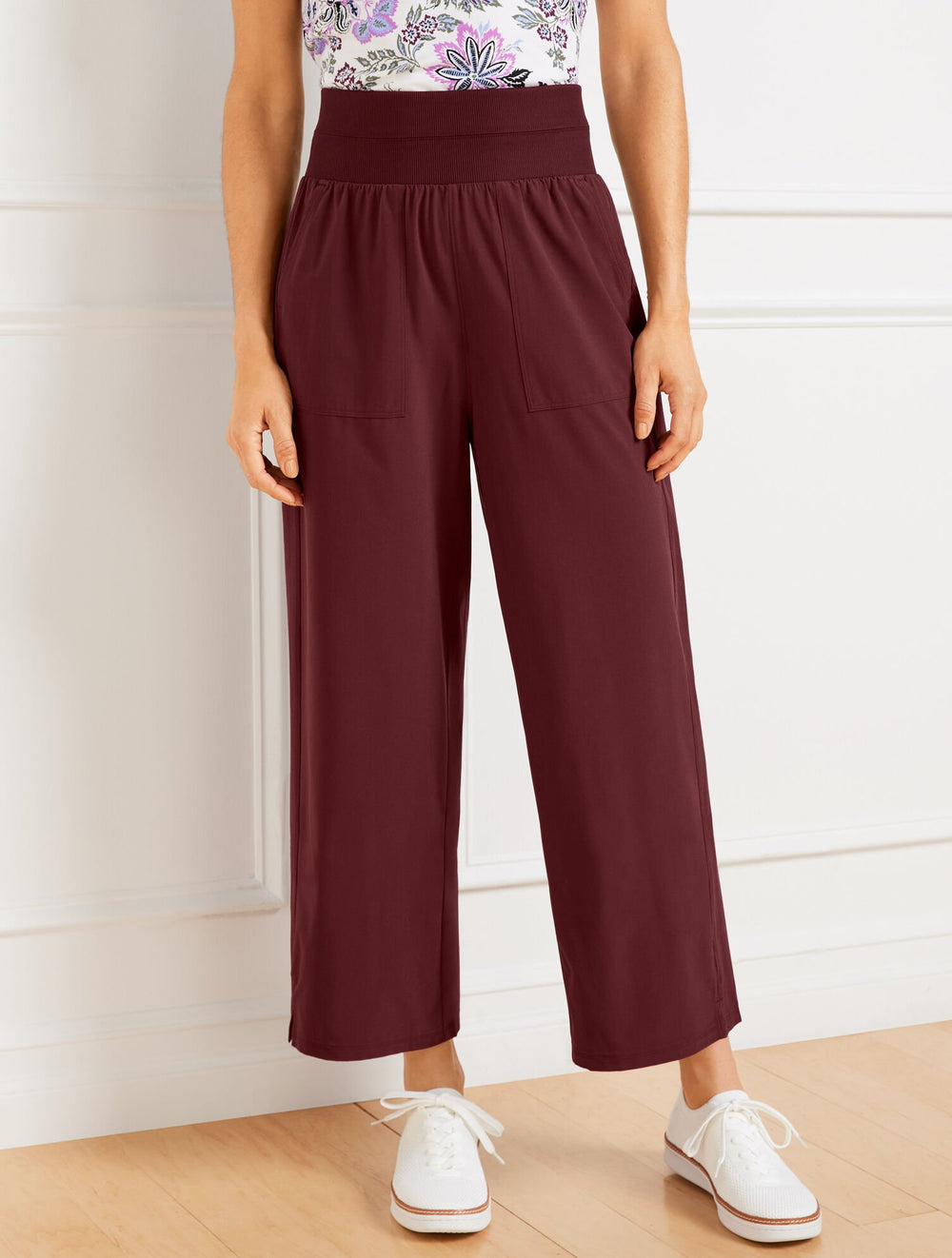 BURGUNDY BERRY LIGHTWEIGHT WOVEN STRETCH UTILITY PANTS | Talbots online