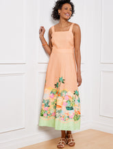 TROPICAL PEACH MULTI LINEN MAXI DRESS - SUNSET HORIZON | Talbots near me