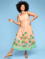 TROPICAL PEACH MULTI LINEN MAXI DRESS - SUNSET HORIZON | Talbots near me