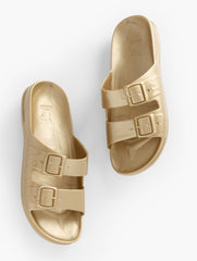 GOLD CACATOÈS® RIO DE JANEIRO METALLIC SLIDES | Talbots on sale
