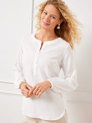 WHITE METALLIC STRIPE POPOVER | Talbots for sale